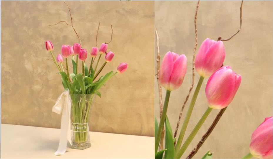 Florero de 10 tulipanes